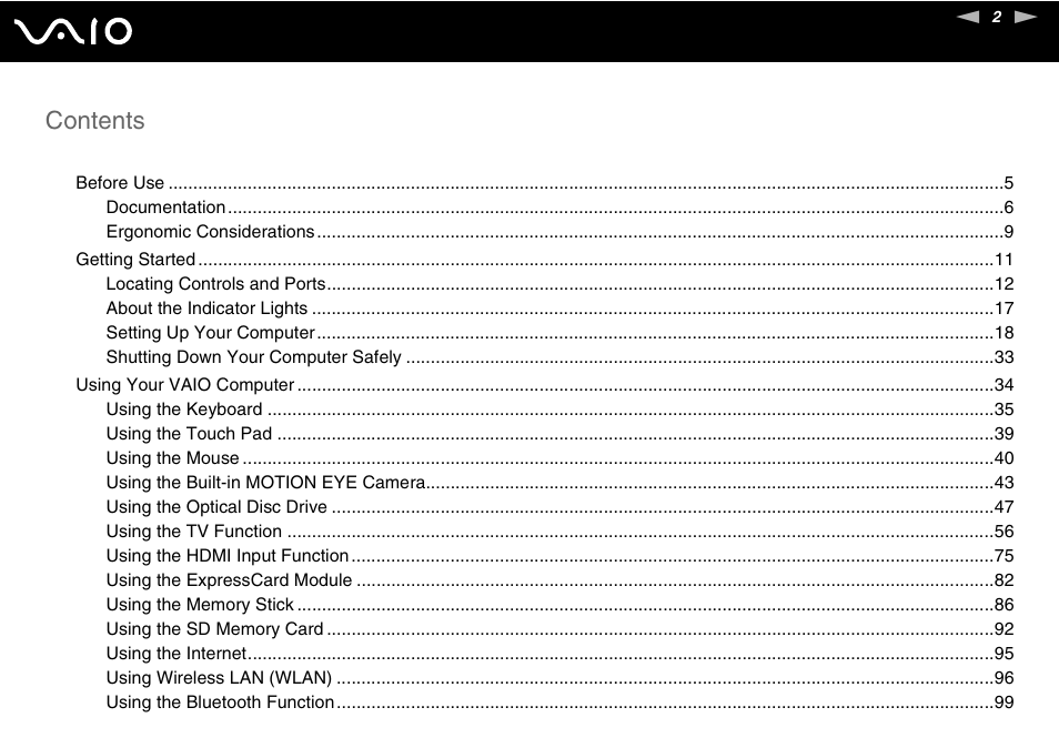 Sony VGC-LV170J User Manual | Page 2 / 208