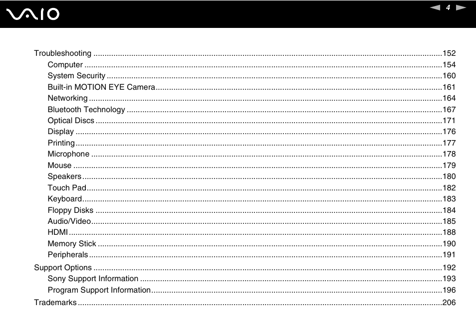 Sony VGC-LV170J User Manual | Page 4 / 208