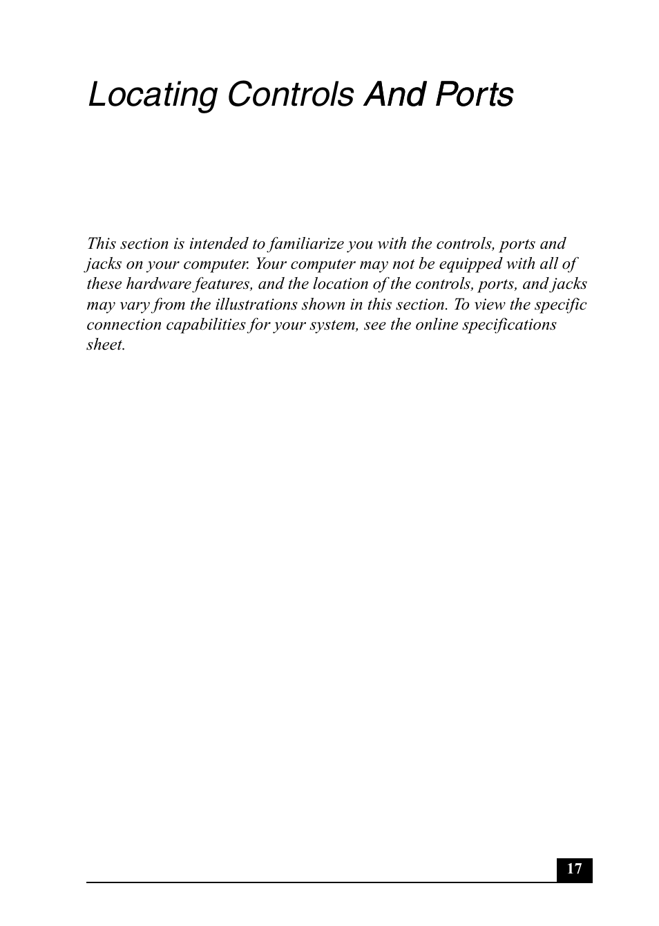 Locating controls and ports and ports | Sony PCV-RZ40C User Manual | Page 17 / 52