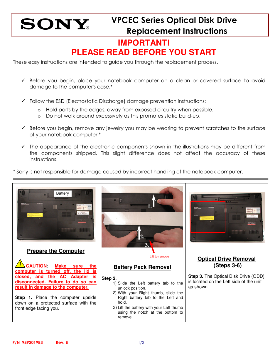 Sony VPCEC4AFX User Manual | 3 pages