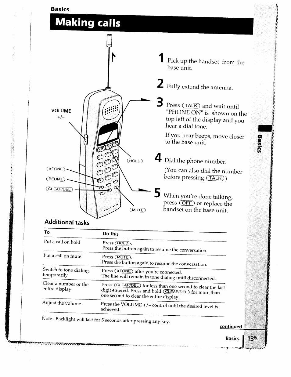 Basics, Making calls | Sony SPP-ID910 User Manual | Page 13 / 31