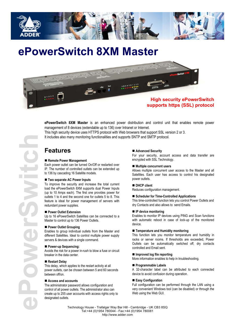 Adder Technology EPOWERSWITCH 8XM User Manual | 2 pages