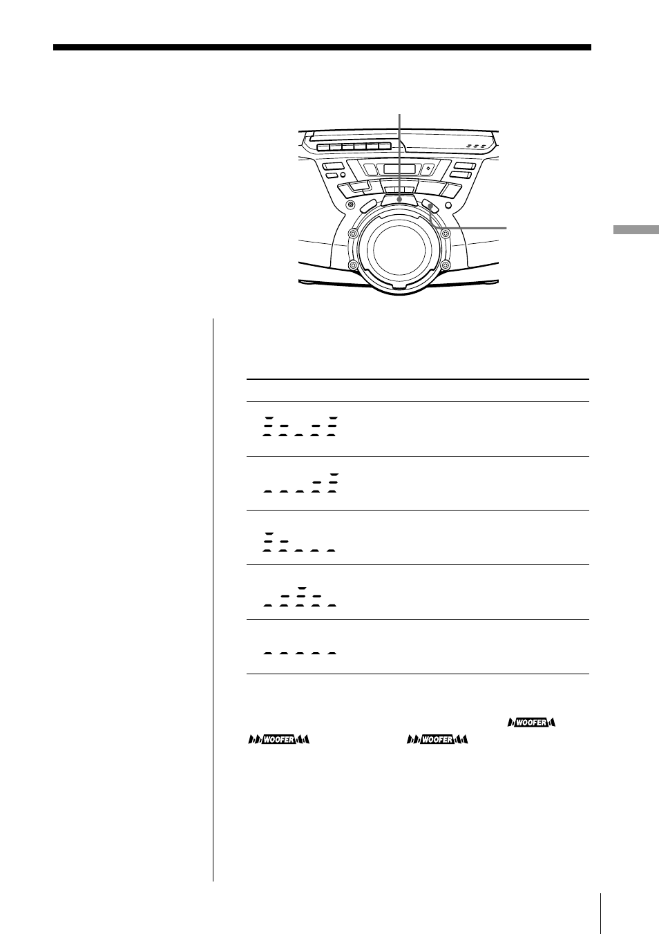 The audio emphasis, Selecting the audio emphasis | Sony CFD-G30 User Manual | Page 21 / 36