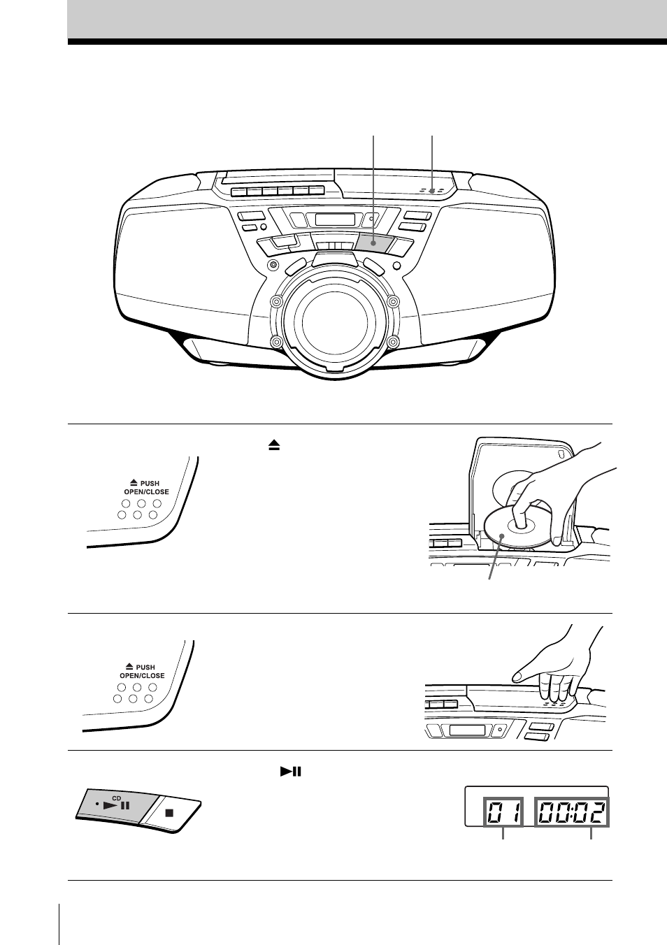 Basic operations, Playing a cd | Sony CFD-G30 User Manual | Page 4 / 36