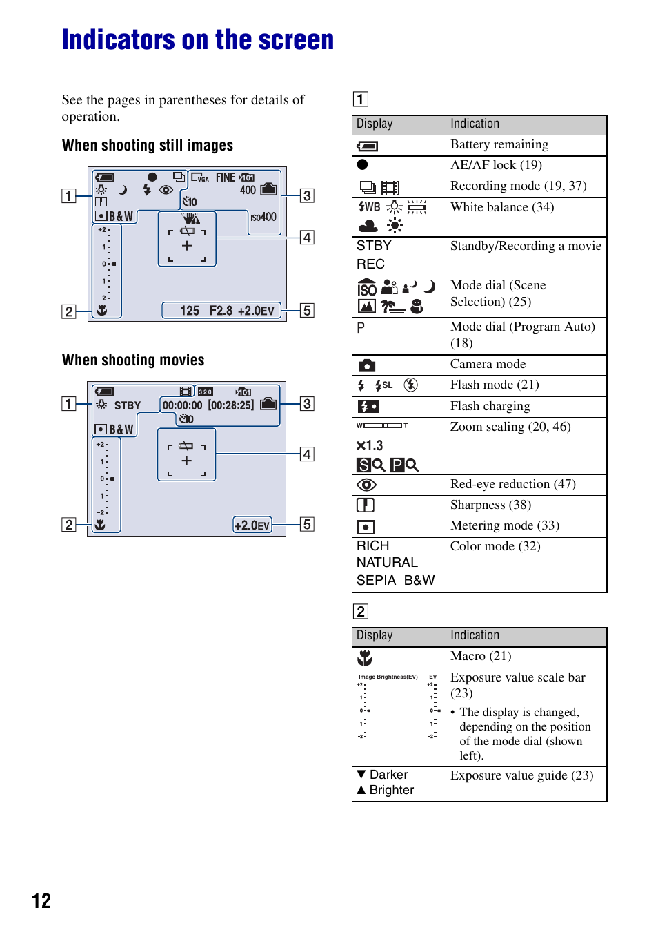 Indicators on the screen | Sony DSC-S700BDL User Manual | Page 12 / 101