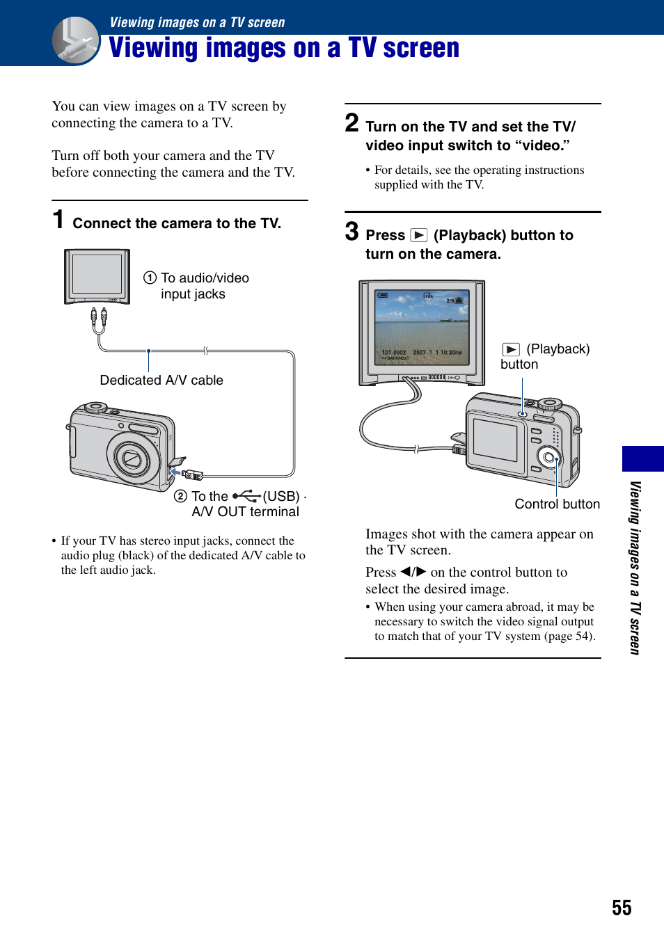 Viewing images on a tv screen | Sony DSC-S700BDL User Manual | Page 55 / 101