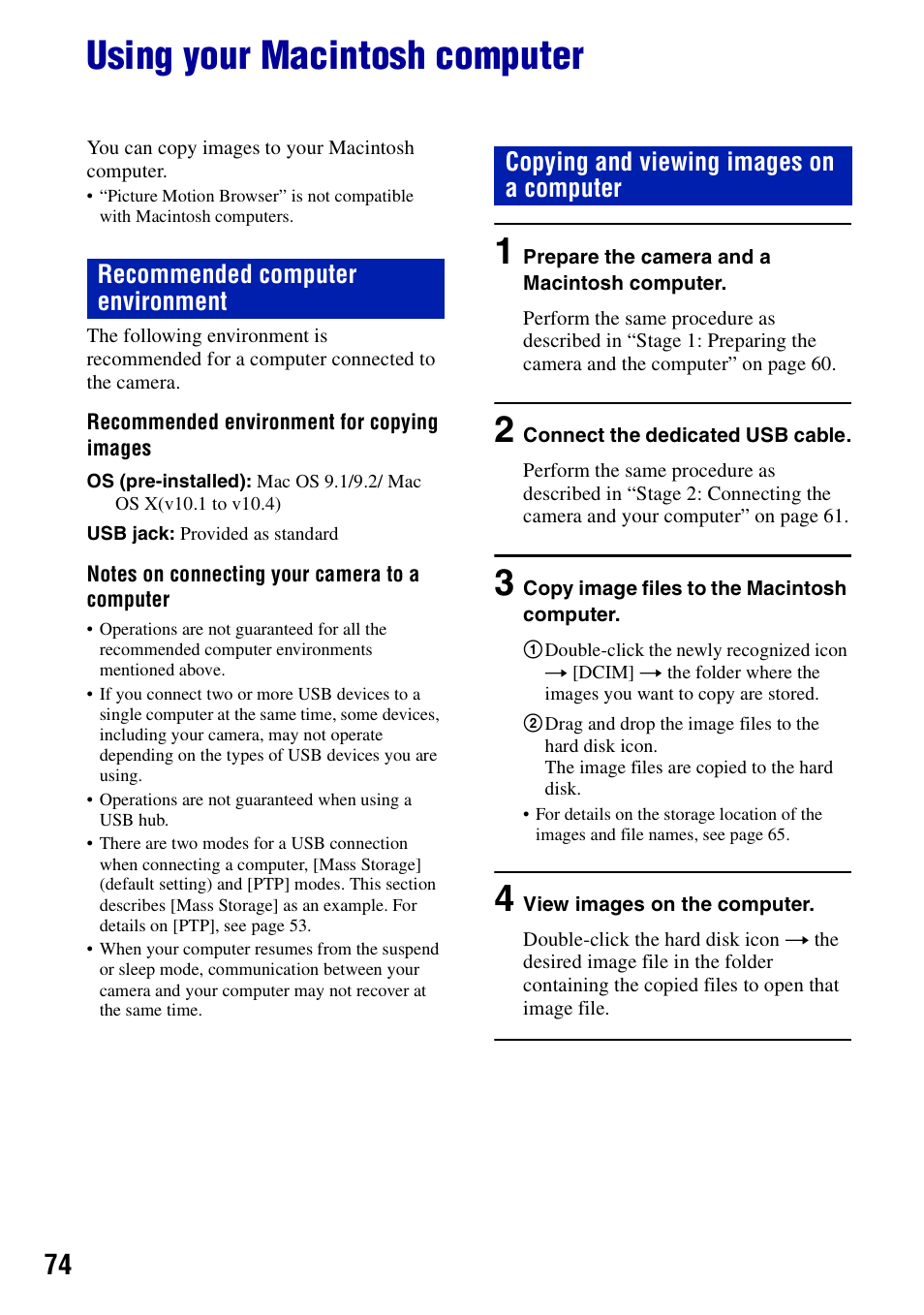Using your macintosh computer | Sony DSC-S700BDL User Manual | Page 74 / 101