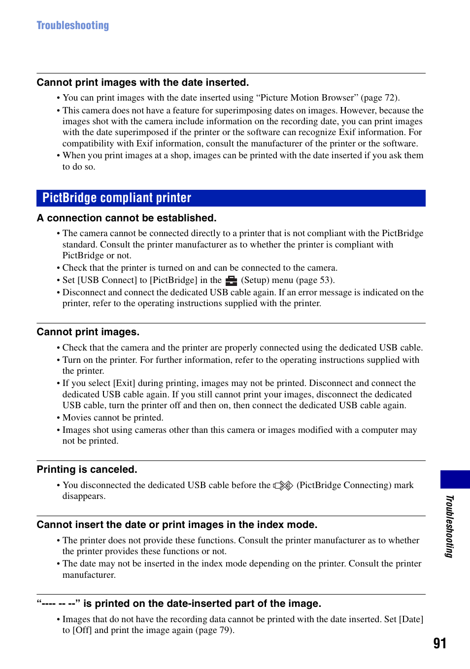 Pictbridge compliant printer | Sony DSC-S700BDL User Manual | Page 91 / 101