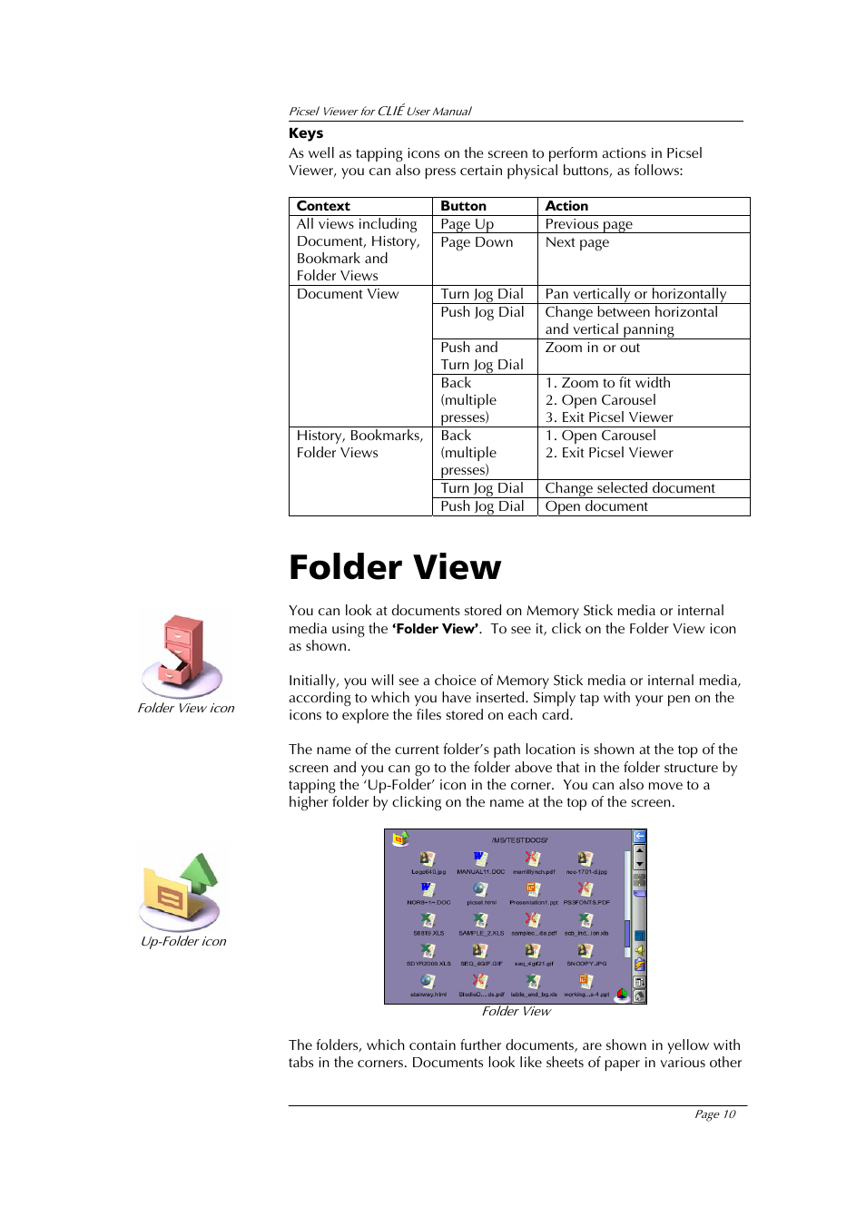 Folder view | Sony PEG-UX40 User Manual | Page 10 / 20