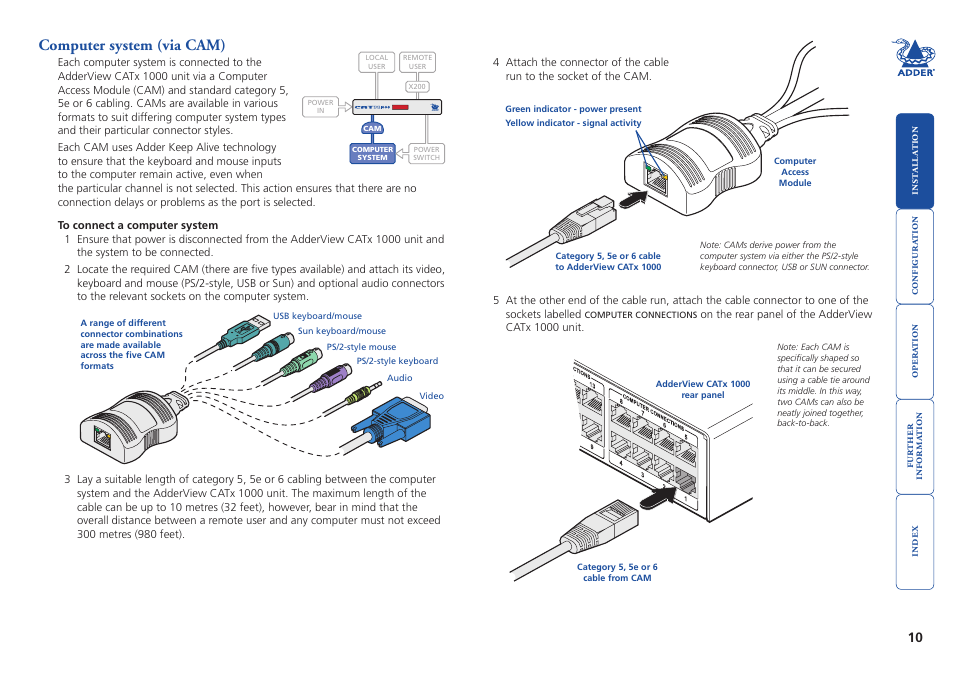 Computer system (via cam), Computer system, Via cam) | Computer, System | Adder Technology AdderView CATx 1000 User Manual | Page 11 / 54