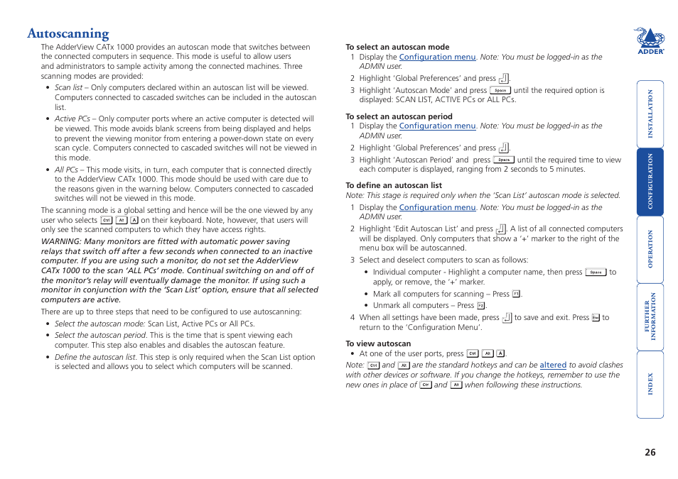 Autoscanning | Adder Technology AdderView CATx 1000 User Manual | Page 27 / 54