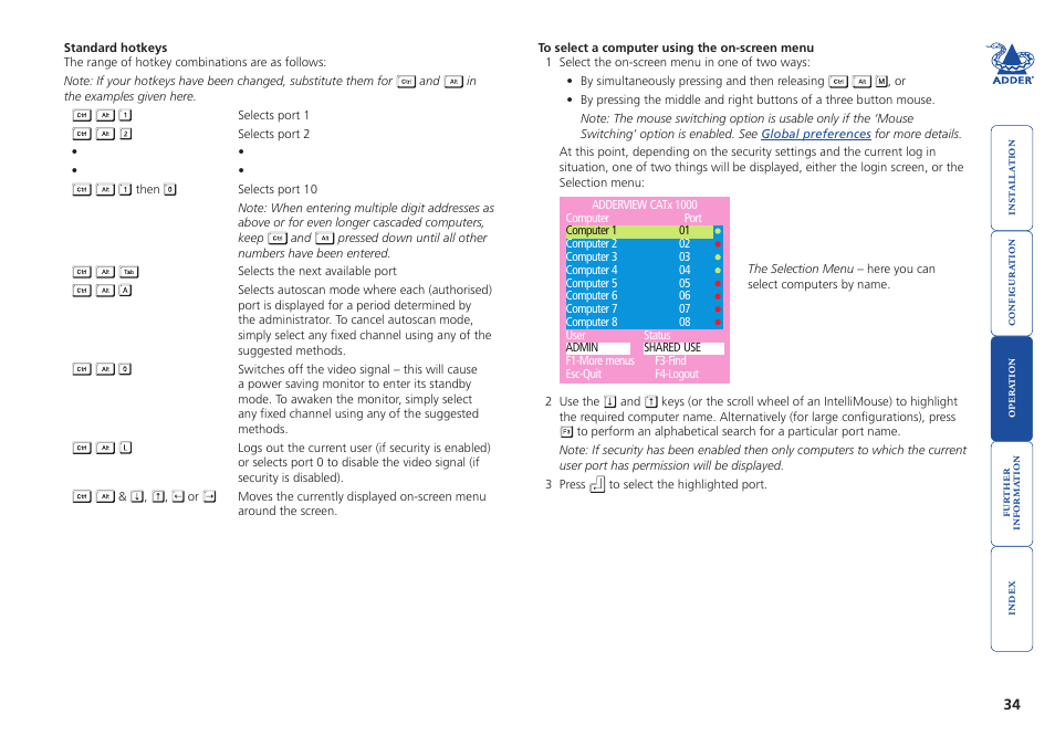 Using the on-screen menu, This is the best method when ther | Adder Technology AdderView CATx 1000 User Manual | Page 35 / 54