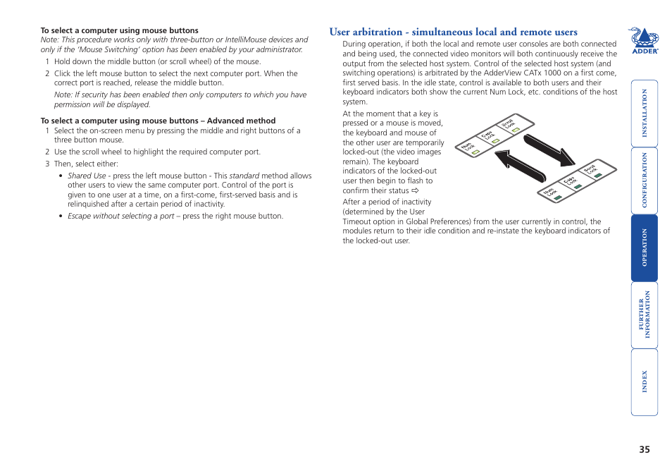 Using mouse buttons | Adder Technology AdderView CATx 1000 User Manual | Page 36 / 54
