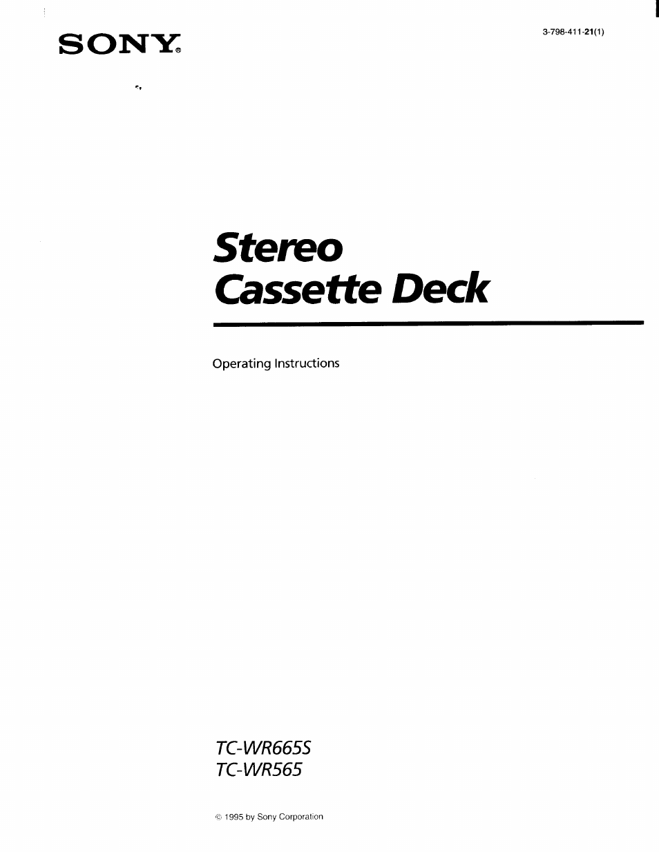 Sony TC-WR565 User Manual | 20 pages