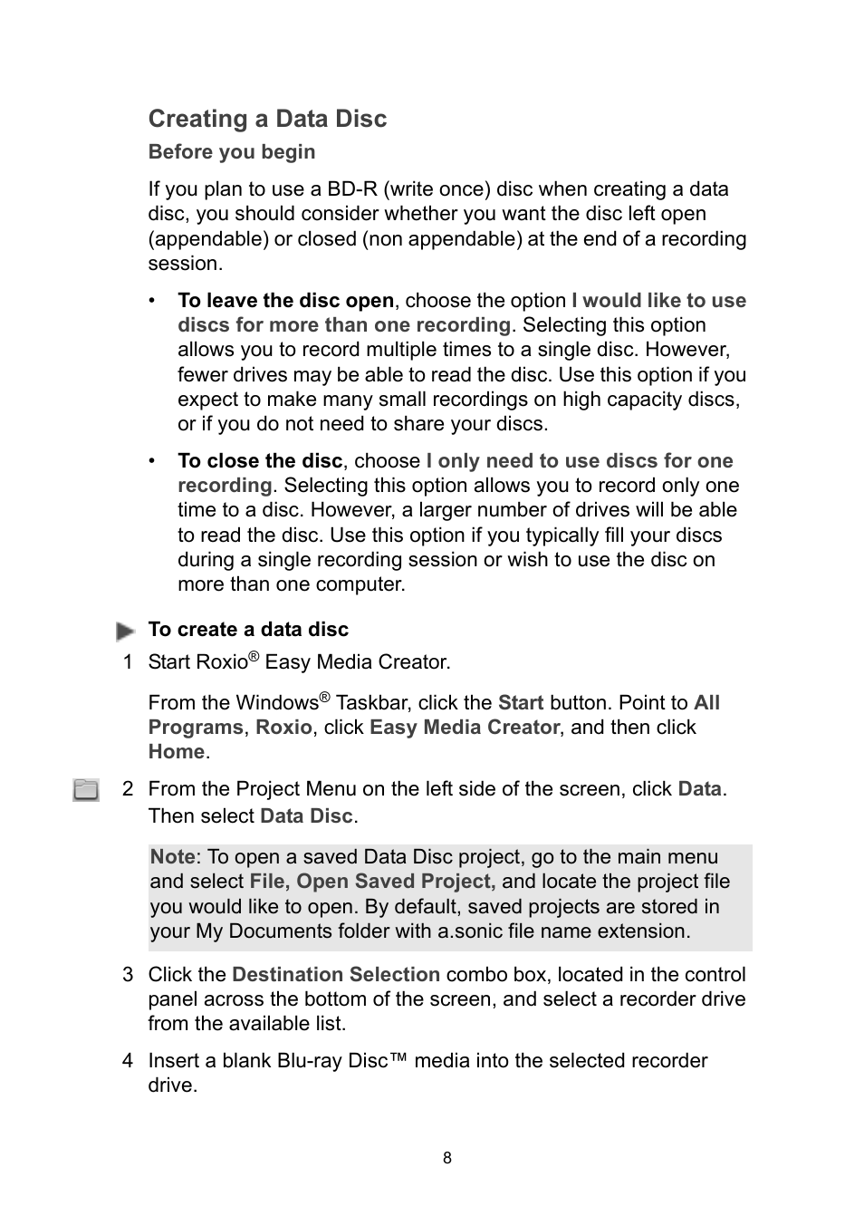 Creating a data disc | Sony VGN-FZ190 User Manual | Page 12 / 32