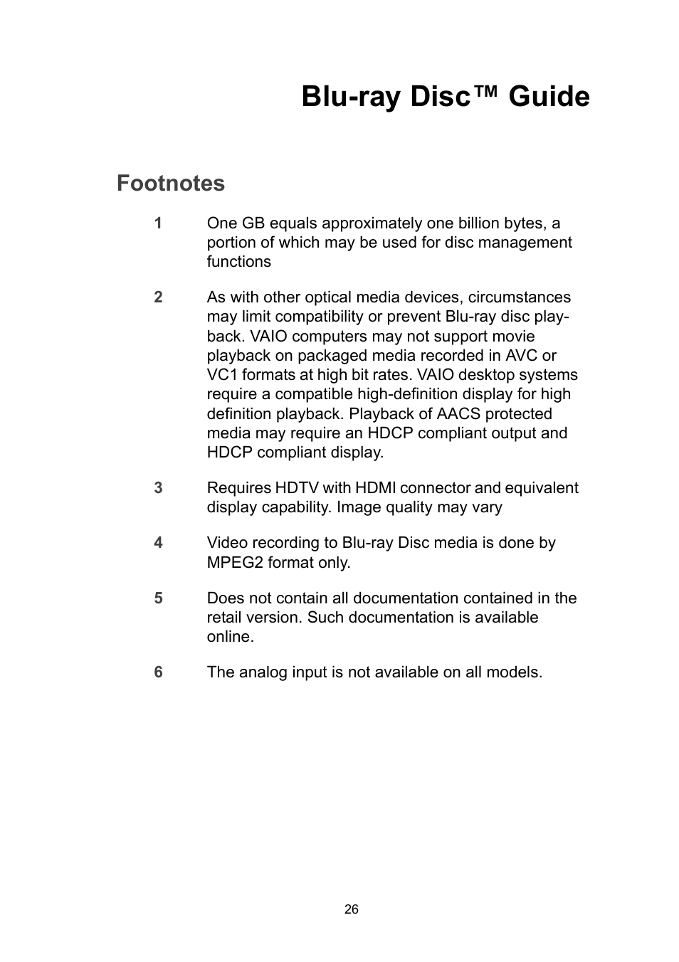 Blu-ray disc™ guide | Sony VGN-FZ190 User Manual | Page 30 / 32