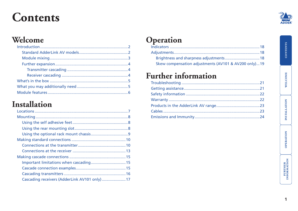 Adder Technology AdderLink AV Series User Manual | Page 2 / 26