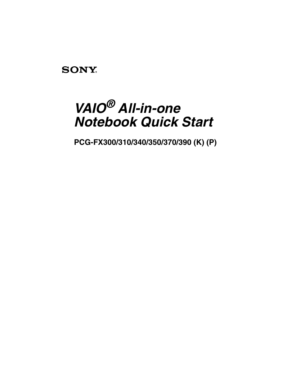 Sony PCG-FX370 User Manual | 80 pages