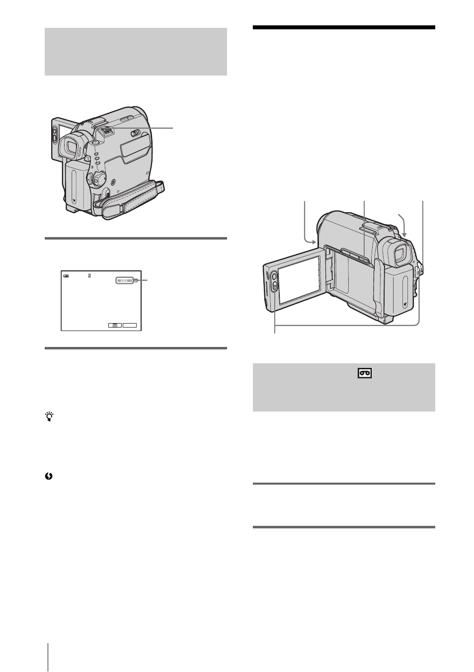 Recording with ease – easy handycam, Recording a movie, On a tape | Recording with ease, Easy handycam | Sony DCR-HC30 User Manual | Page 34 / 148