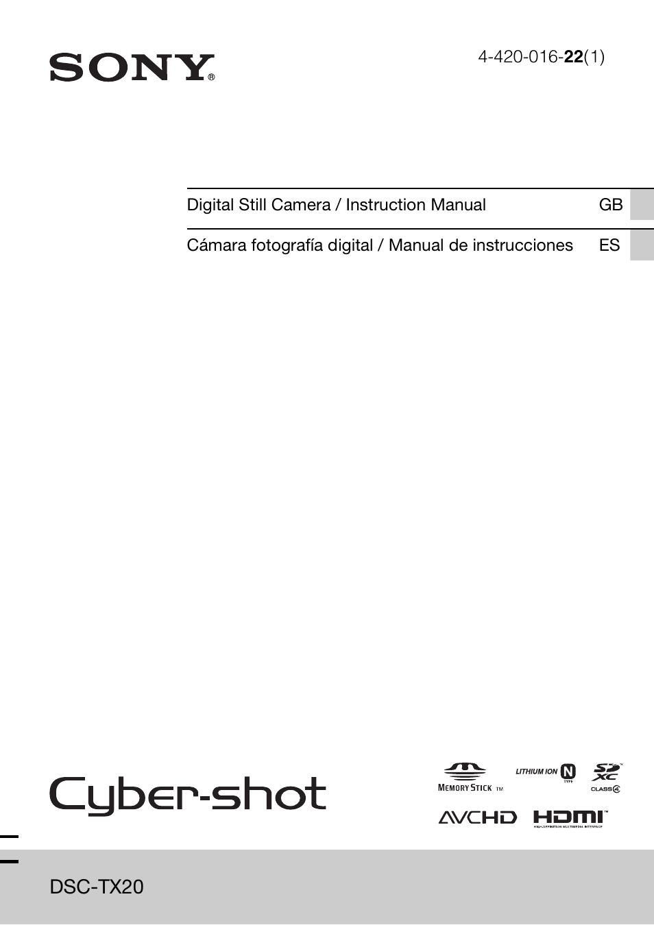 Sony DSC-TX20 User Manual | 68 pages