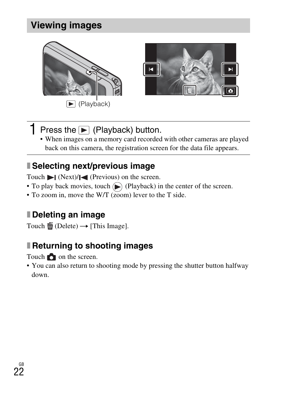 Viewing images | Sony DSC-TX20 User Manual | Page 22 / 68