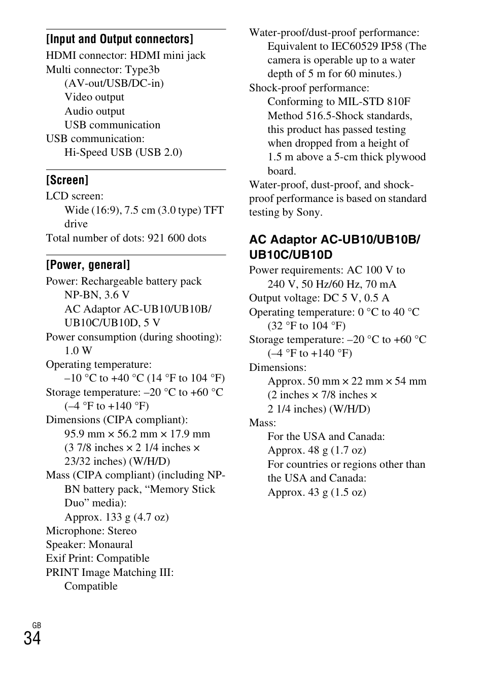 Sony DSC-TX20 User Manual | Page 34 / 68