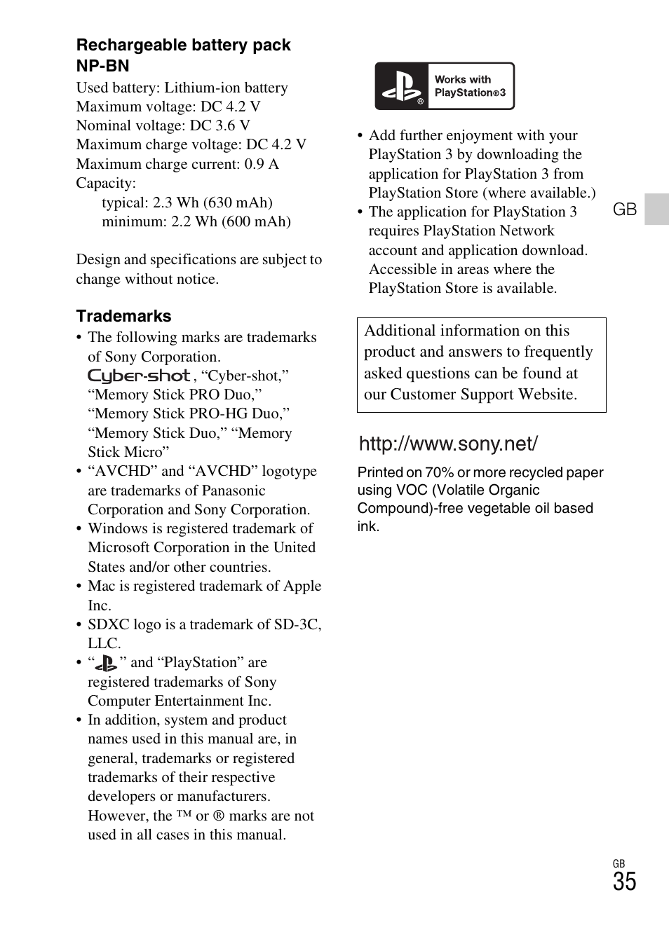 Sony DSC-TX20 User Manual | Page 35 / 68