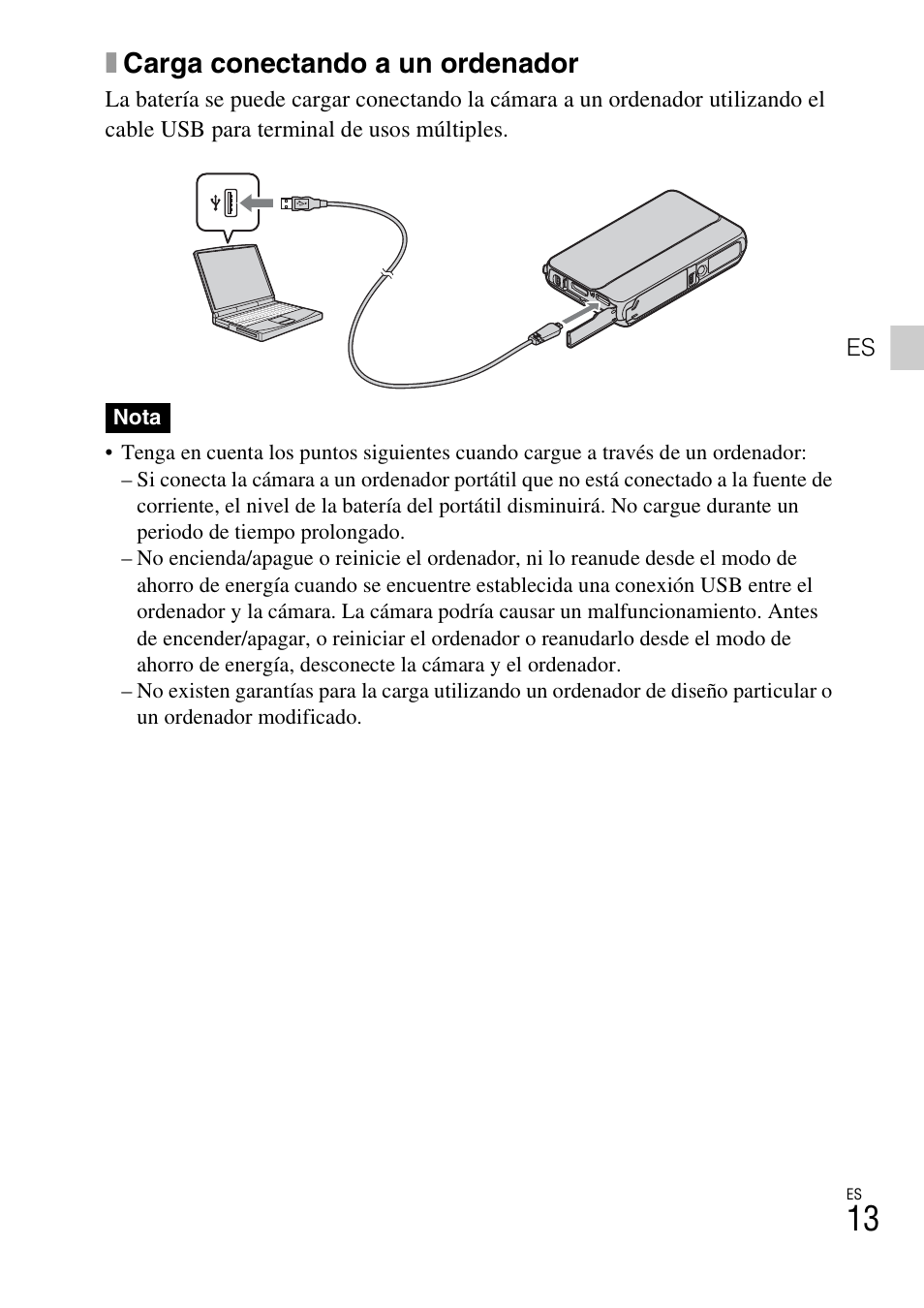 Xcarga conectando a un ordenador | Sony DSC-TX20 User Manual | Page 47 / 68
