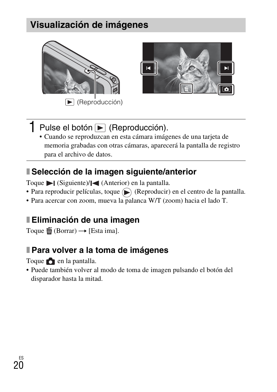 Visualización de imágenes | Sony DSC-TX20 User Manual | Page 54 / 68