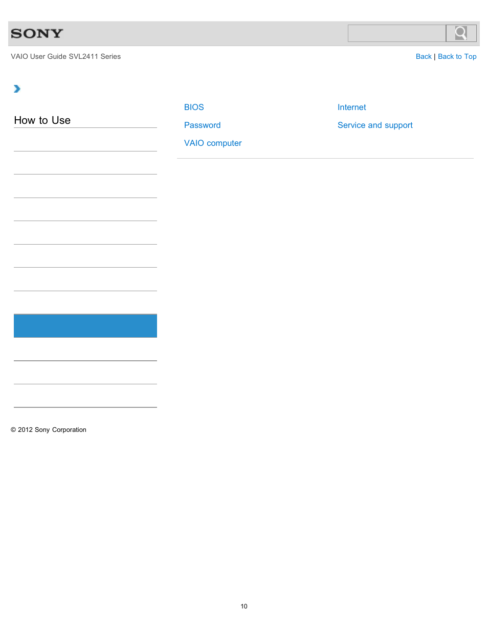 Security, How to use | Sony SVL241190X User Manual | Page 10 / 522