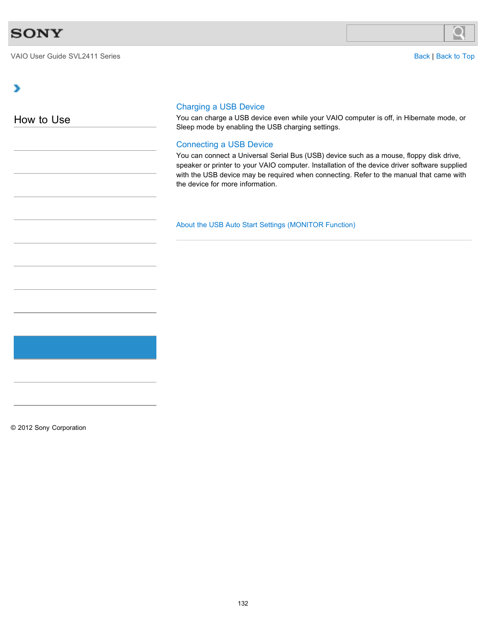 How to use | Sony SVL241190X User Manual | Page 132 / 522