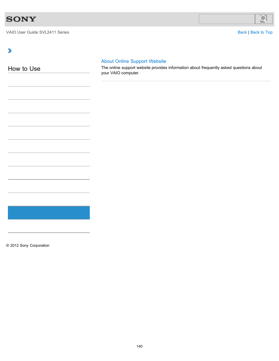 Product registration, How to use | Sony SVL241190X User Manual | Page 140 / 522