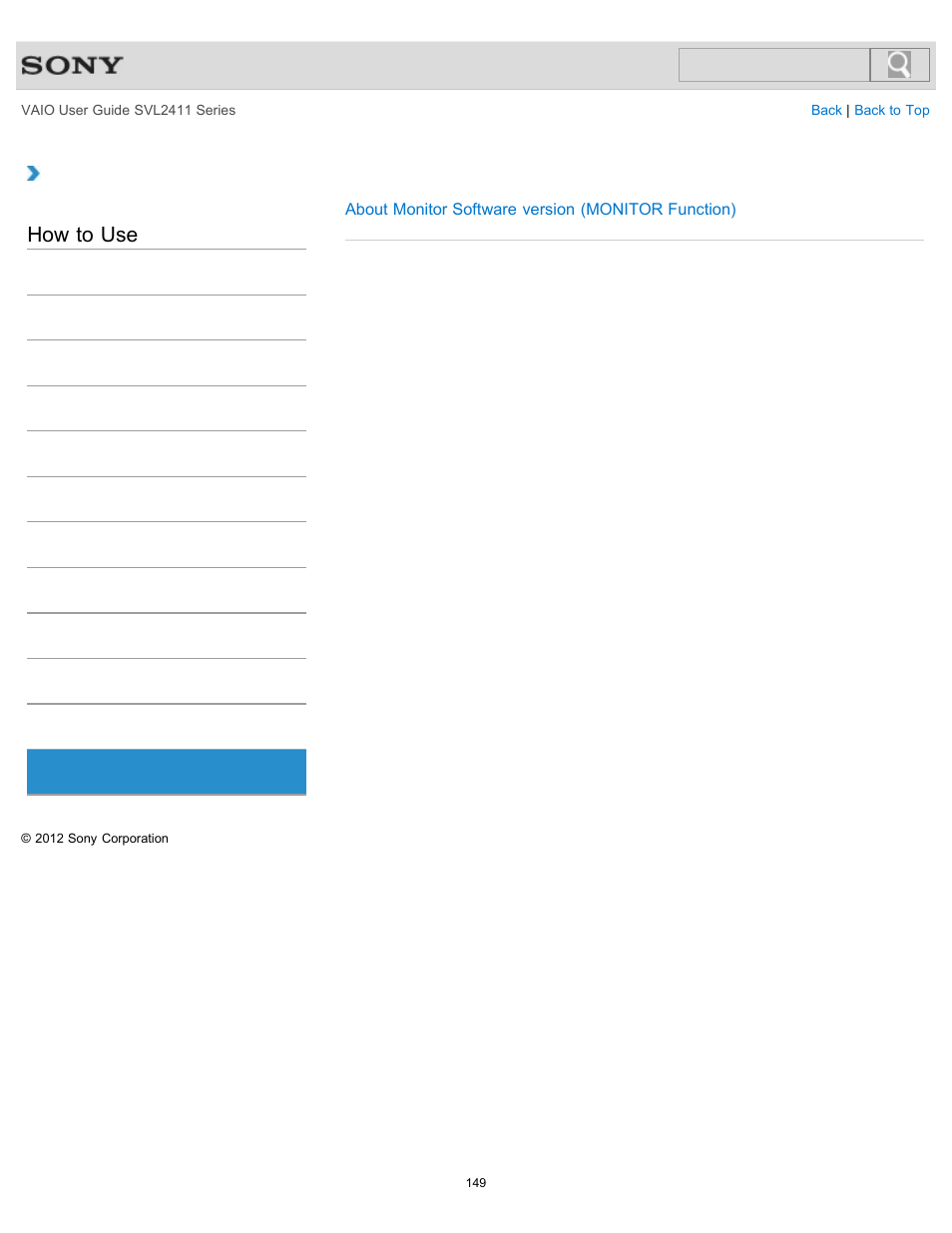 Software, How to use | Sony SVL241190X User Manual | Page 149 / 522