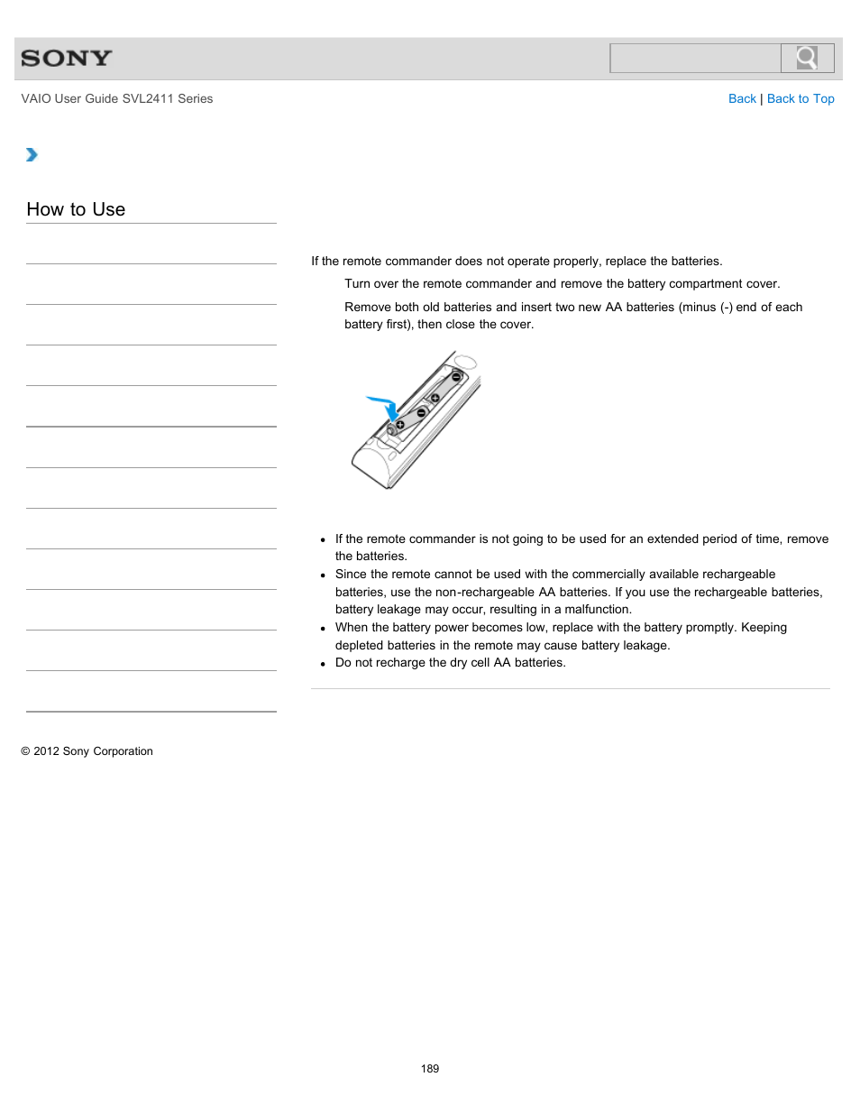Models, How to use | Sony SVL241190X User Manual | Page 189 / 522