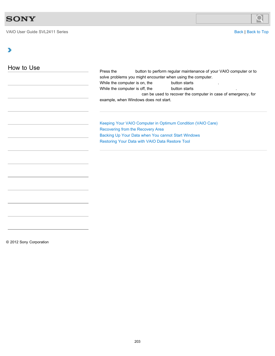 About the assist button, Details, How to use | Sony SVL241190X User Manual | Page 203 / 522