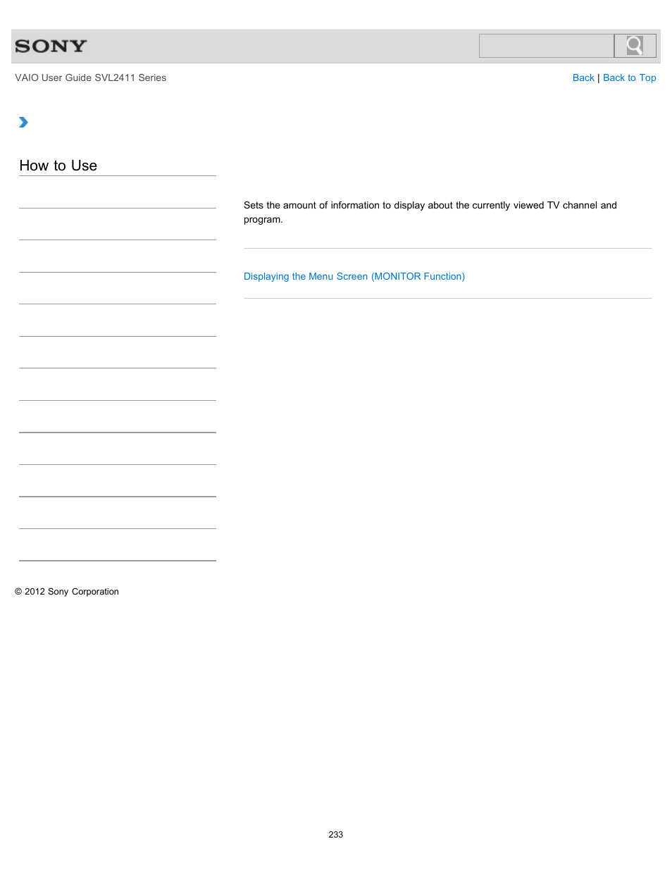 Models, How to use | Sony SVL241190X User Manual | Page 233 / 522