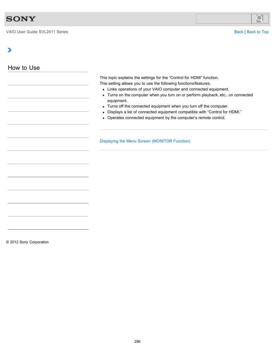 How to use | Sony SVL241190X User Manual | Page 286 / 522