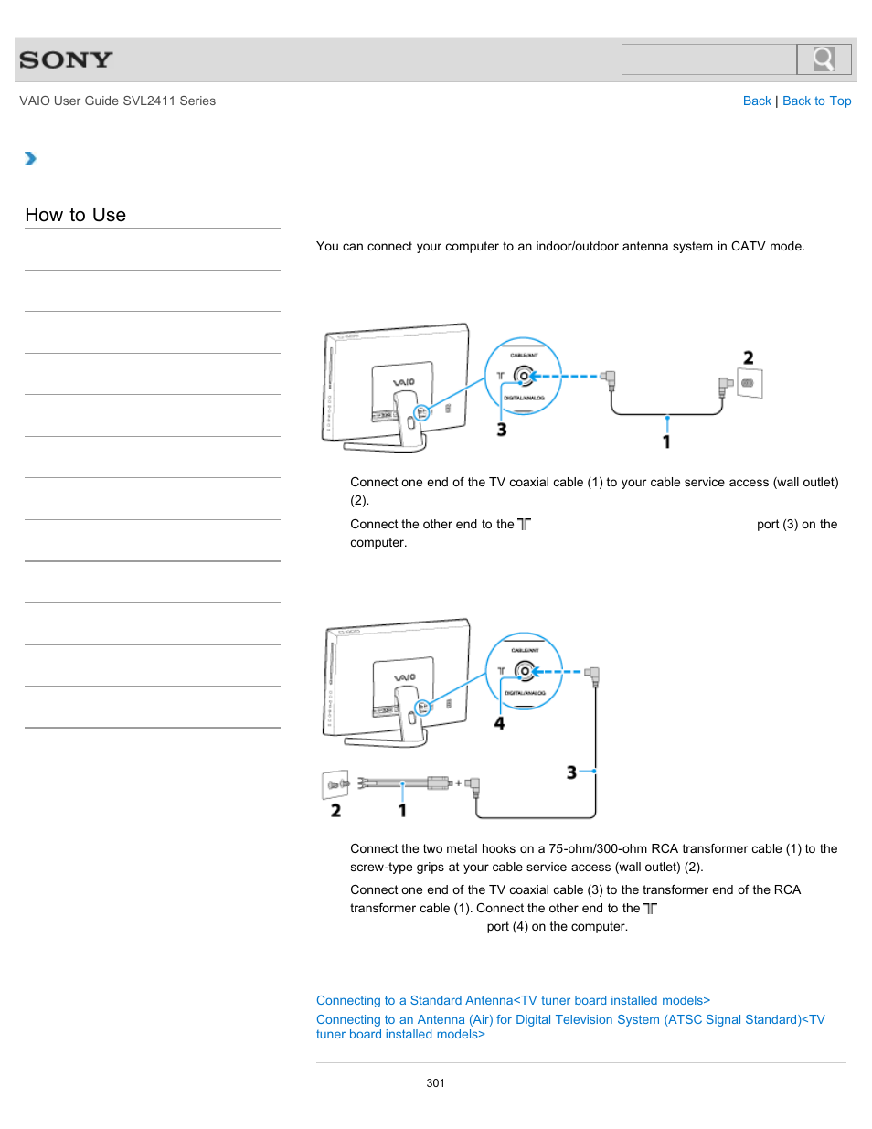 Models, Catv), Details | How to use | Sony SVL241190X User Manual | Page 301 / 522