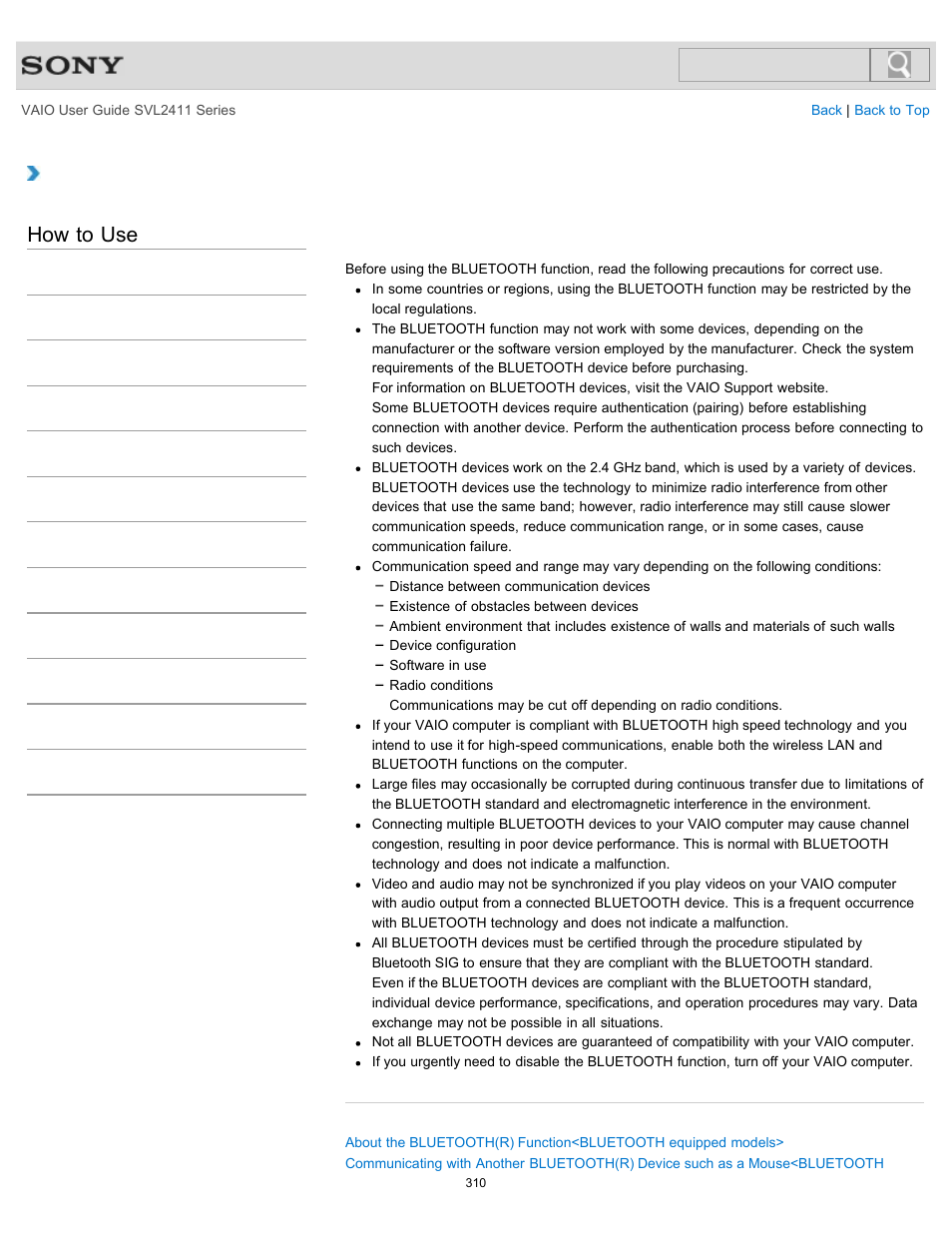 Models, How to use | Sony SVL241190X User Manual | Page 310 / 522