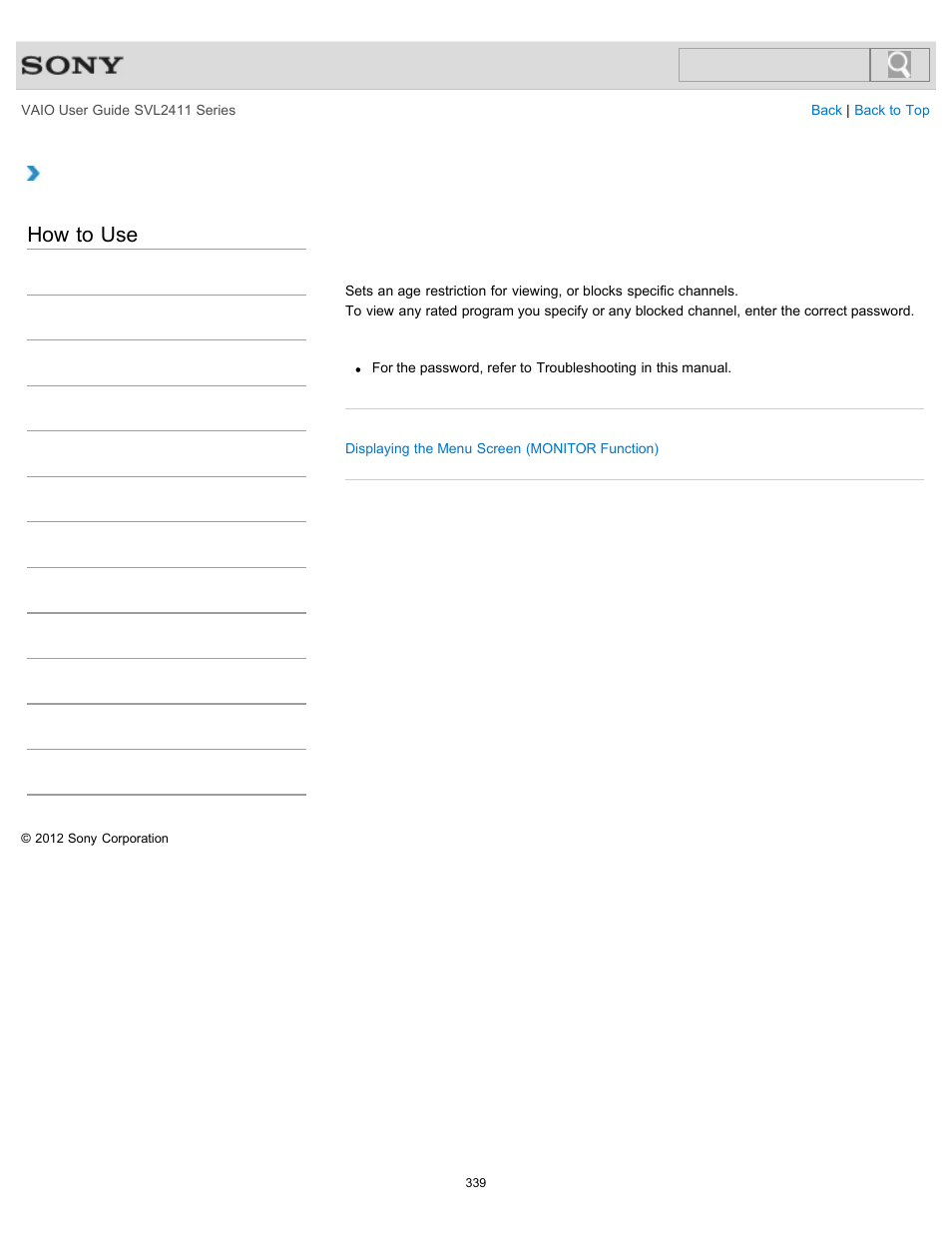 Installed models, How to use | Sony SVL241190X User Manual | Page 339 / 522