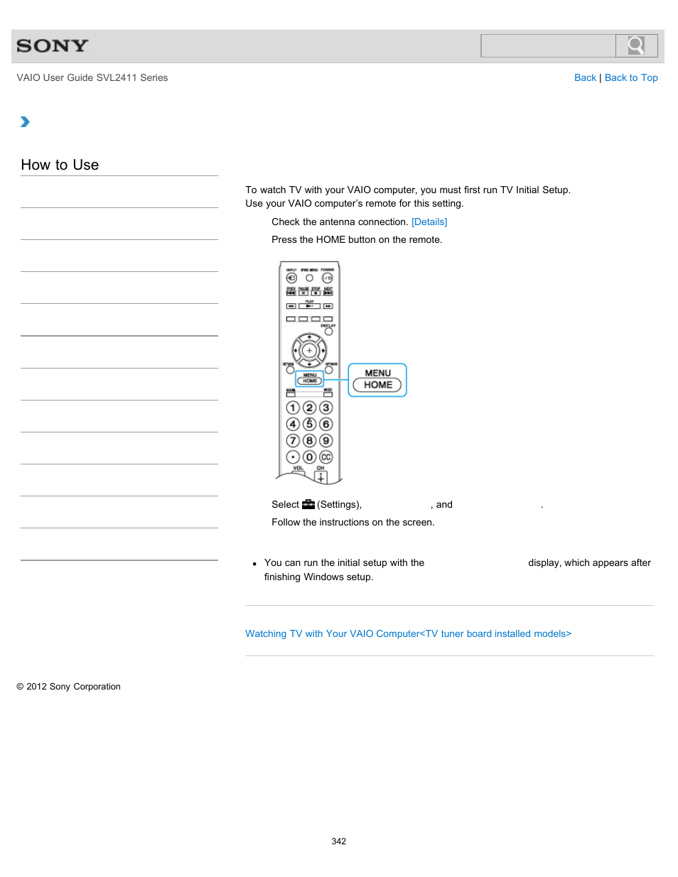 How to use | Sony SVL241190X User Manual | Page 342 / 522