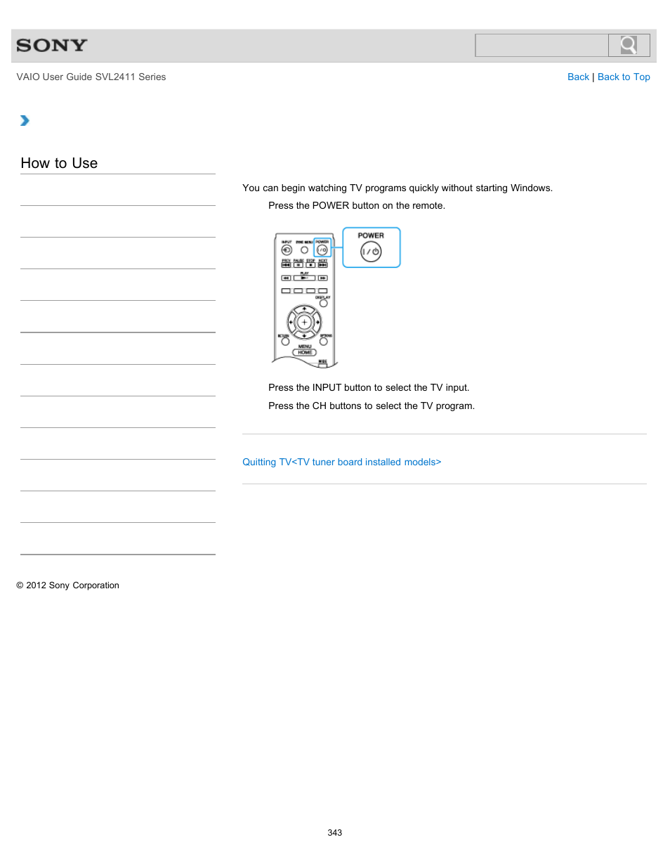 How to use | Sony SVL241190X User Manual | Page 343 / 522