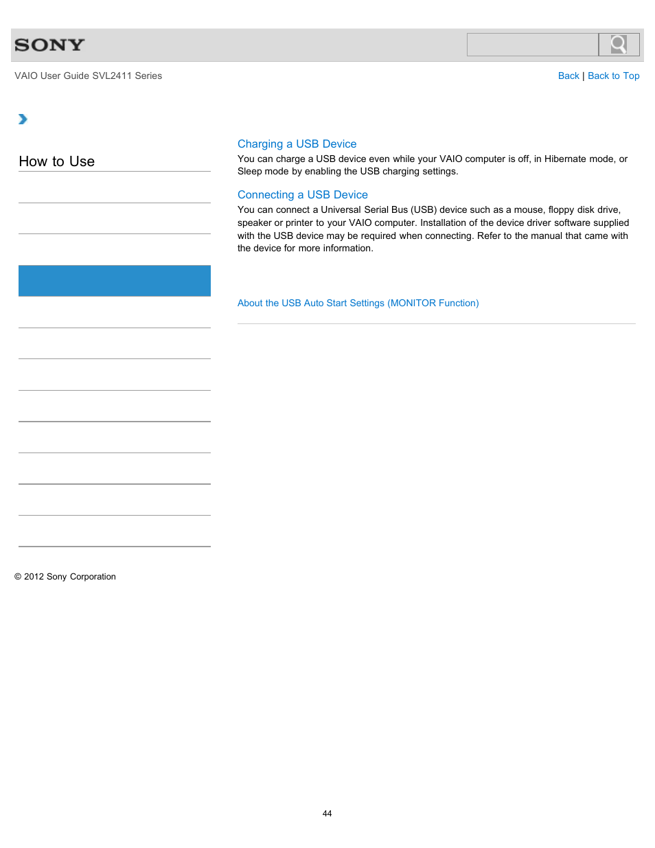 How to use | Sony SVL241190X User Manual | Page 44 / 522