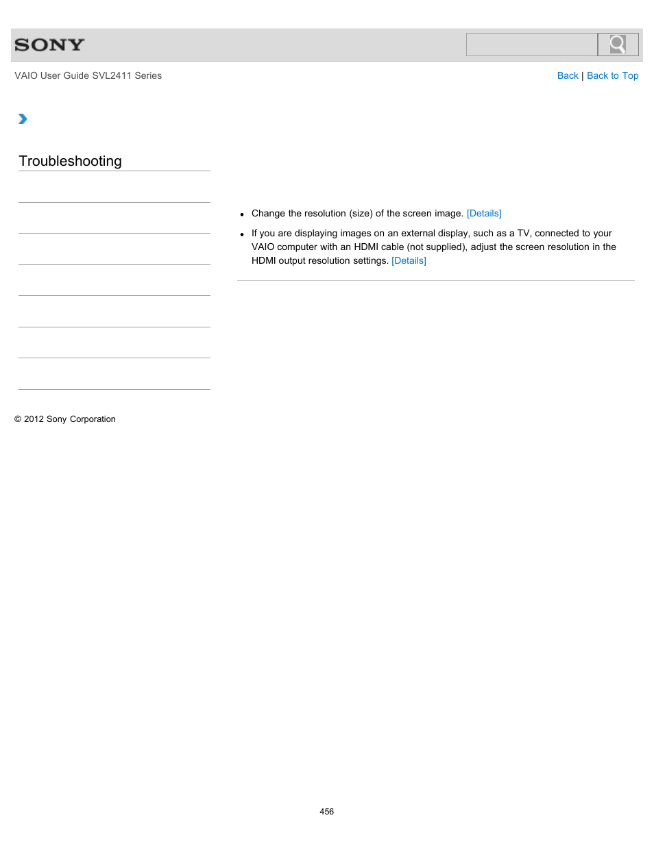 Troubleshooting | Sony SVL241190X User Manual | Page 456 / 522