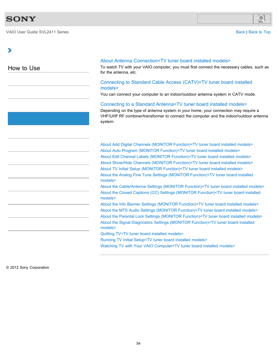 How to use | Sony SVL241190X User Manual | Page 54 / 522