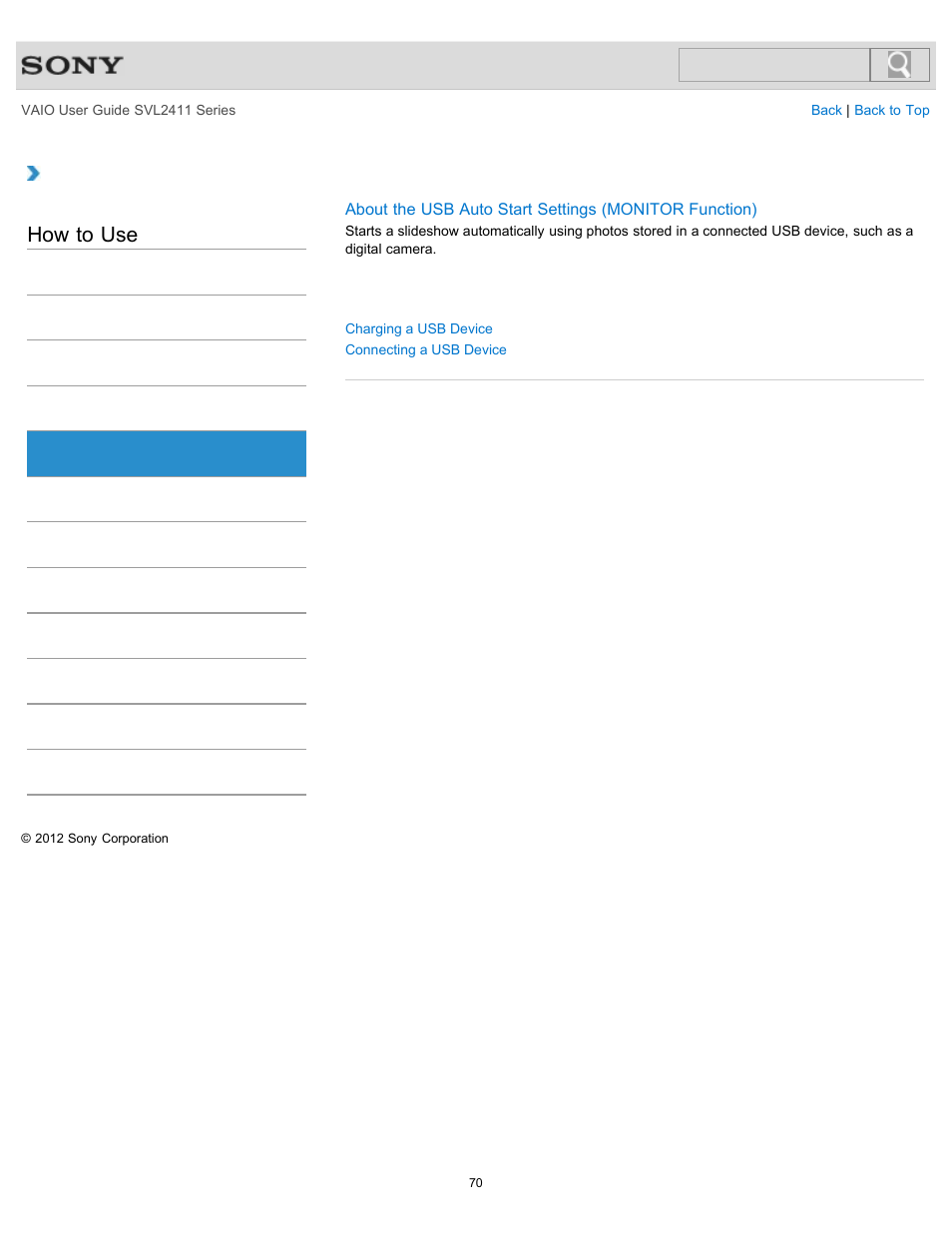 How to use | Sony SVL241190X User Manual | Page 70 / 522