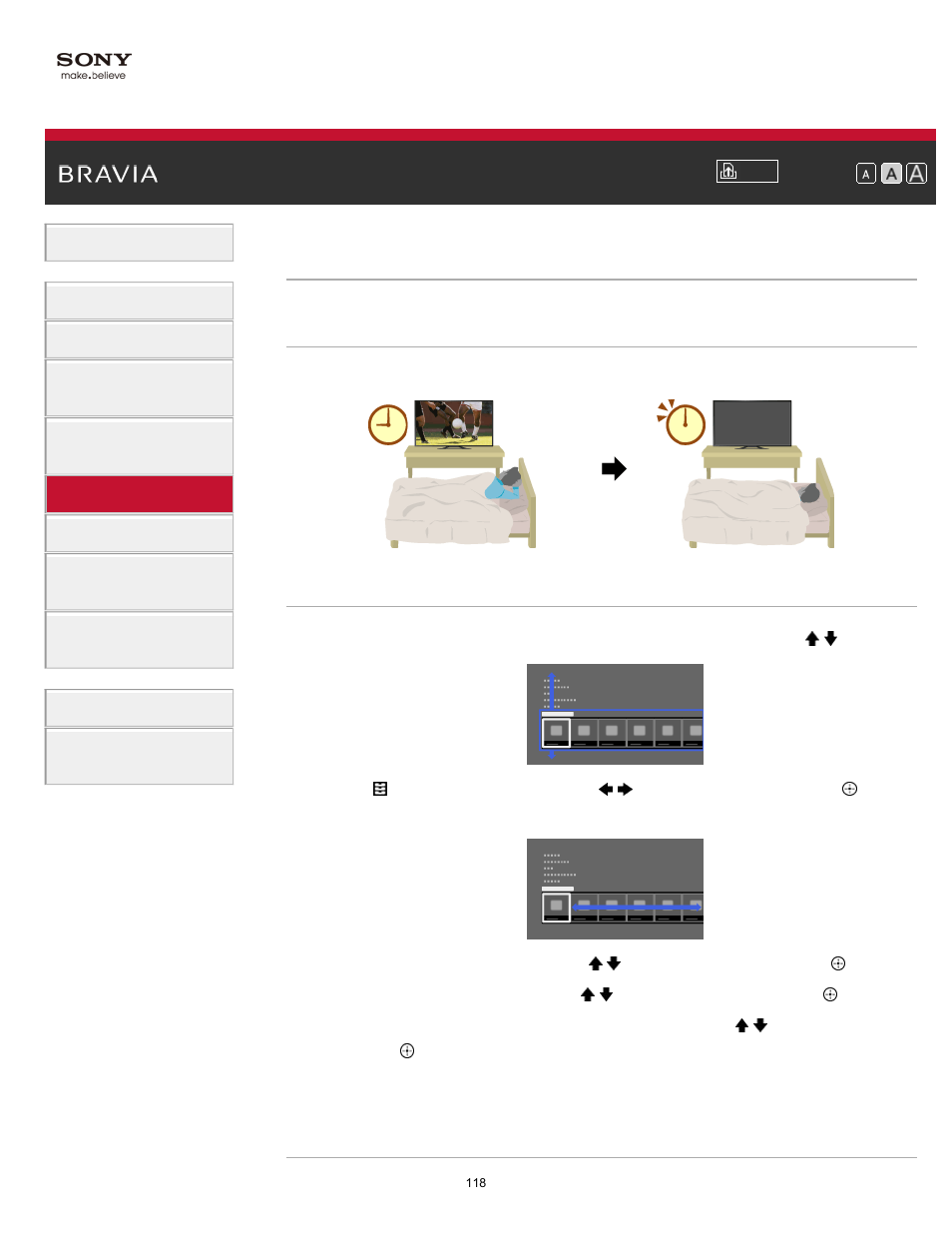 Setting the sleep timer | Sony KDL-65W850A User Manual | Page 118 / 249