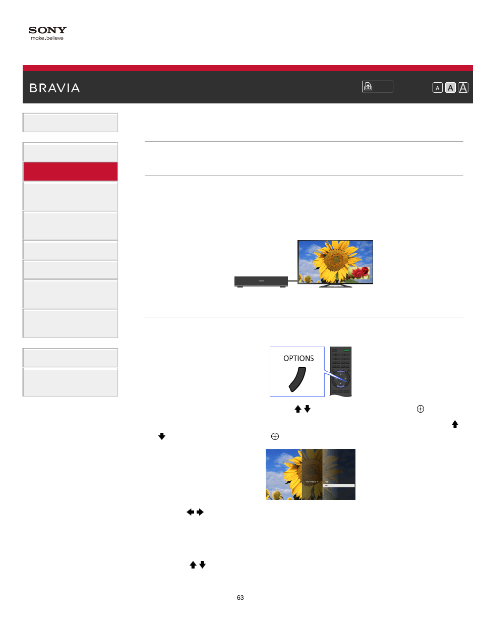 Displaying picture-in-picture (pip) | Sony KDL-65W850A User Manual | Page 63 / 249