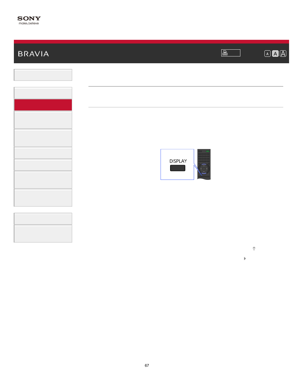 Display information | Sony KDL-65W850A User Manual | Page 67 / 249