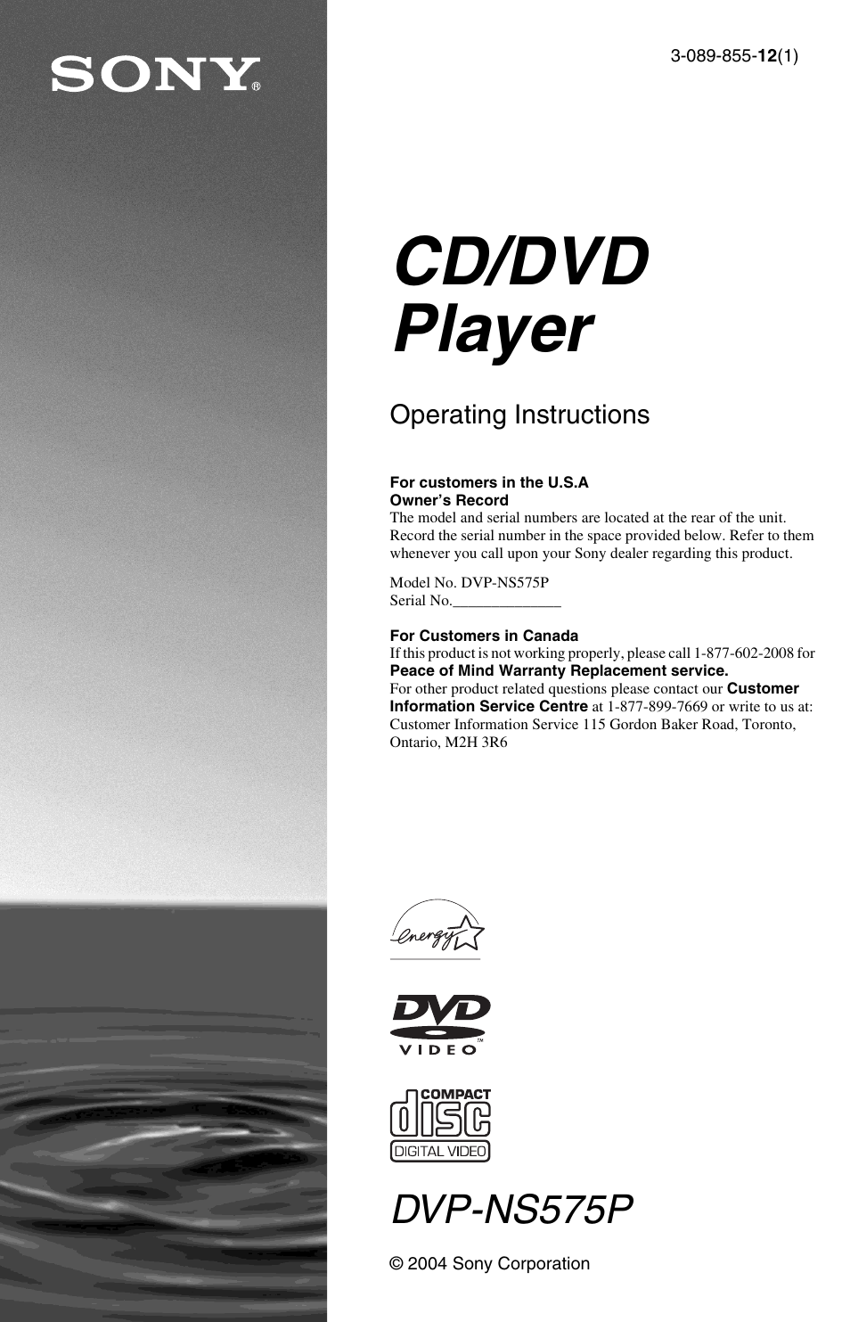 Sony DVP-NS575PB User Manual | 80 pages
